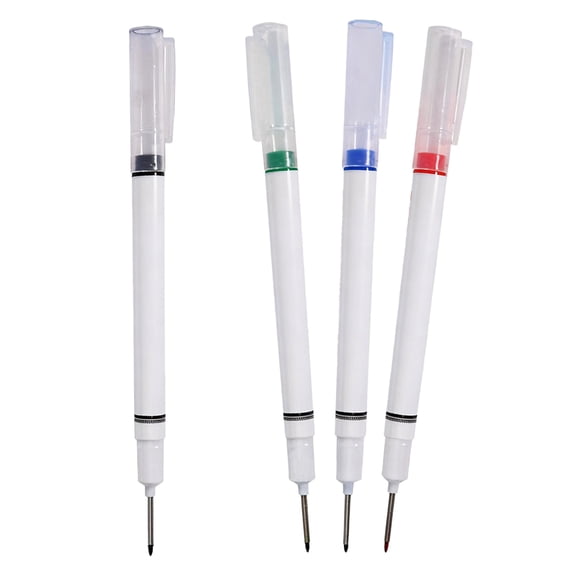 KAKOWELY 4Pcs Industrial Carpenter Marker Pens with Long Head Fine Tip for Metal Wood Deep Hole Marking