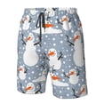 thumbnail image 4 of Rocae Happy Snowmen Snowfall for Men's Beach Shorts Casual Elastic Waist Drawstring Summer Beach Shorts,S-3XL-Large, 4 of 6