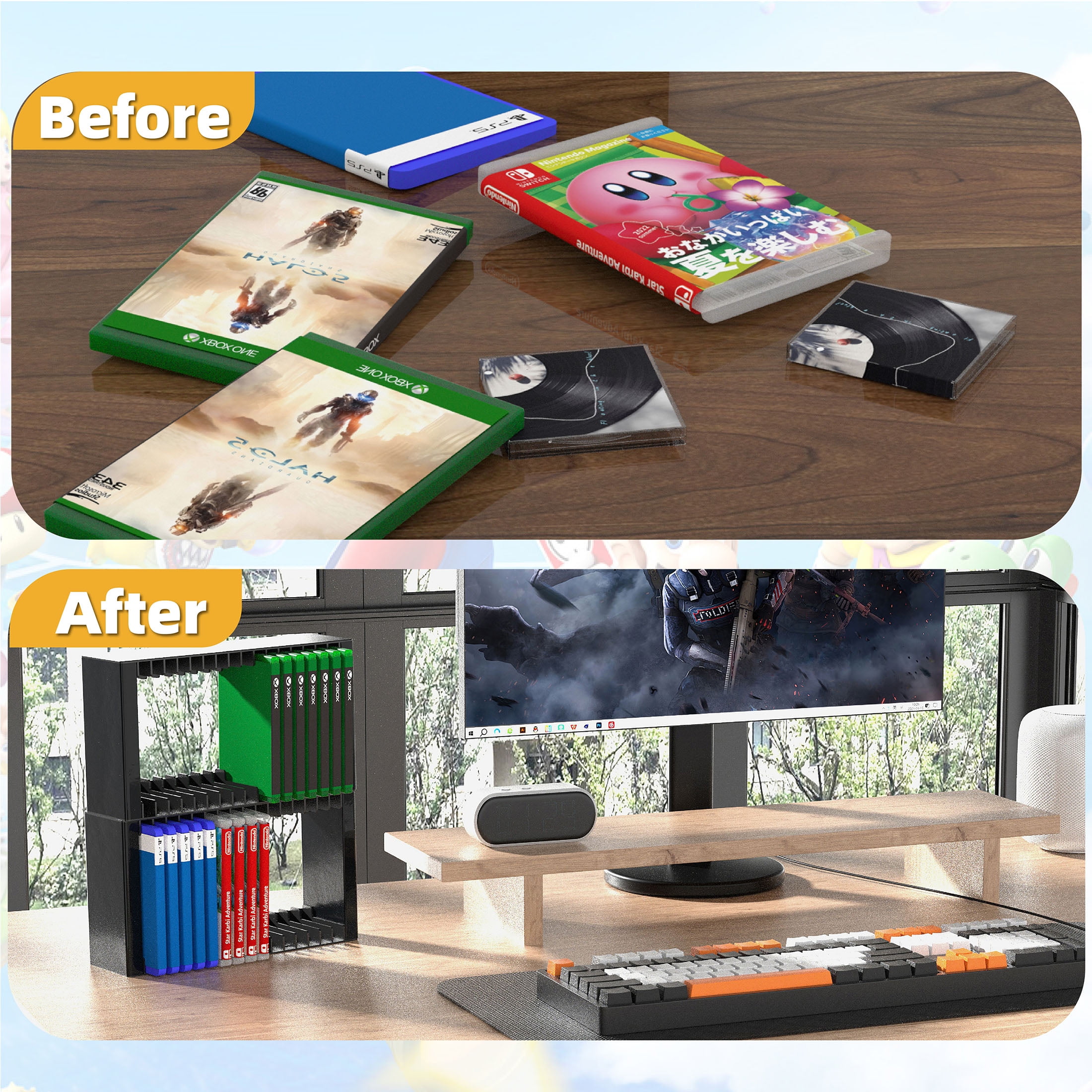 Game Storage Tower Holder, Universal Wall Mount Game Organizers Storage for Nintendo Switch 2/ PS5/4/ XboxOne/Series, 2Pack
