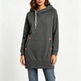 thumbnail image 4 of Busydd Womens Fall Dresses with Front Pocket Fashion Solid Color Hoodie Dress Casual Comfy Drawstring Long Sleeve Dress S, 4 of 6