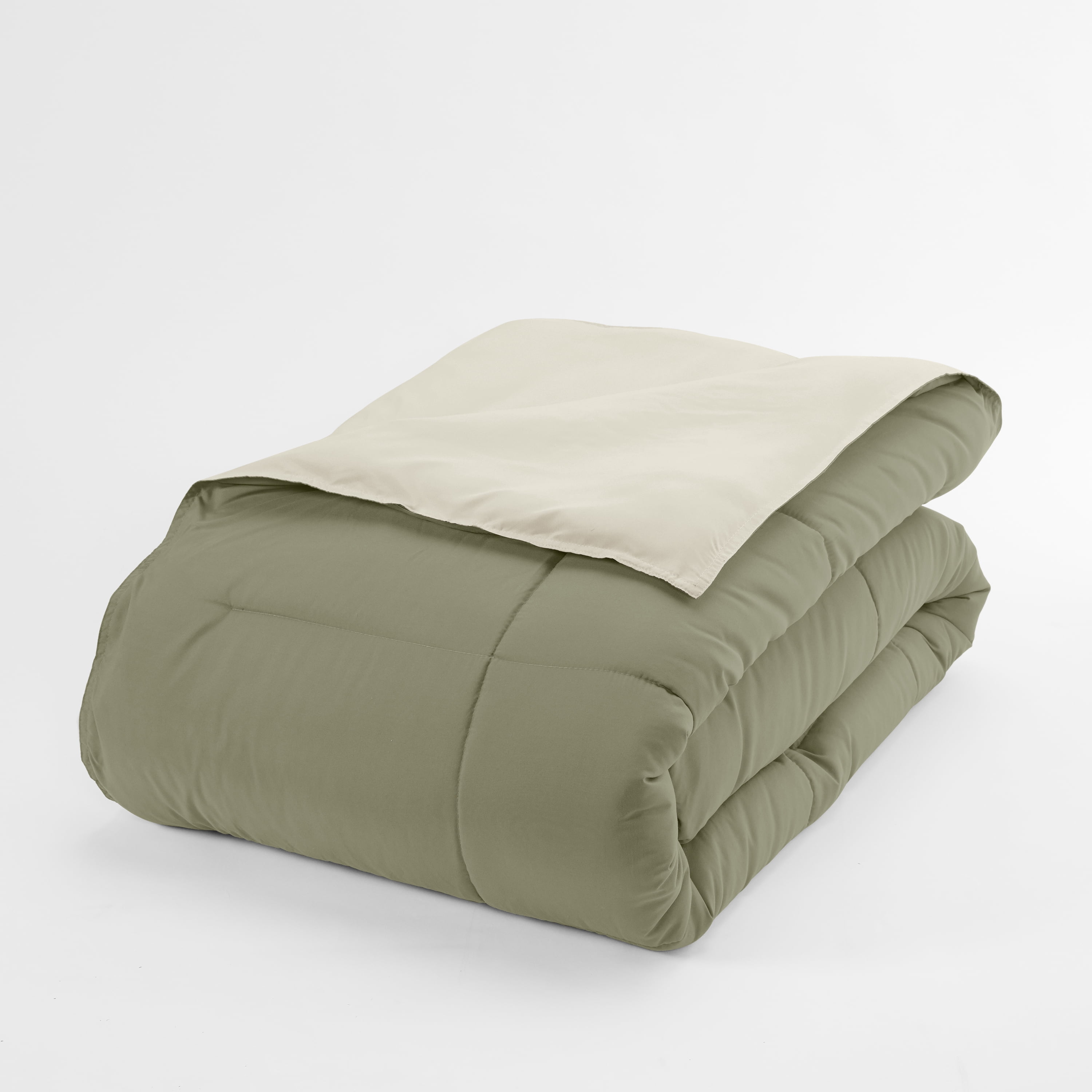 Noble Linens Soft 2-Piece Sage & Ivory Reversible All Season Lightweight Down Alternative Comforter Set, Twin/Twin XL