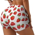 thumbnail image 2 of Wukai Strawberries Print Pack Biker Shorts for Women Yoga Workout Gym Running Scrunch Active Shorts-, 2 of 8