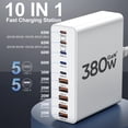 thumbnail image 2 of Cargador USB C Aexhend, 380 W, 10 puertos, estación de carga rápida GaN III, 2 of 6