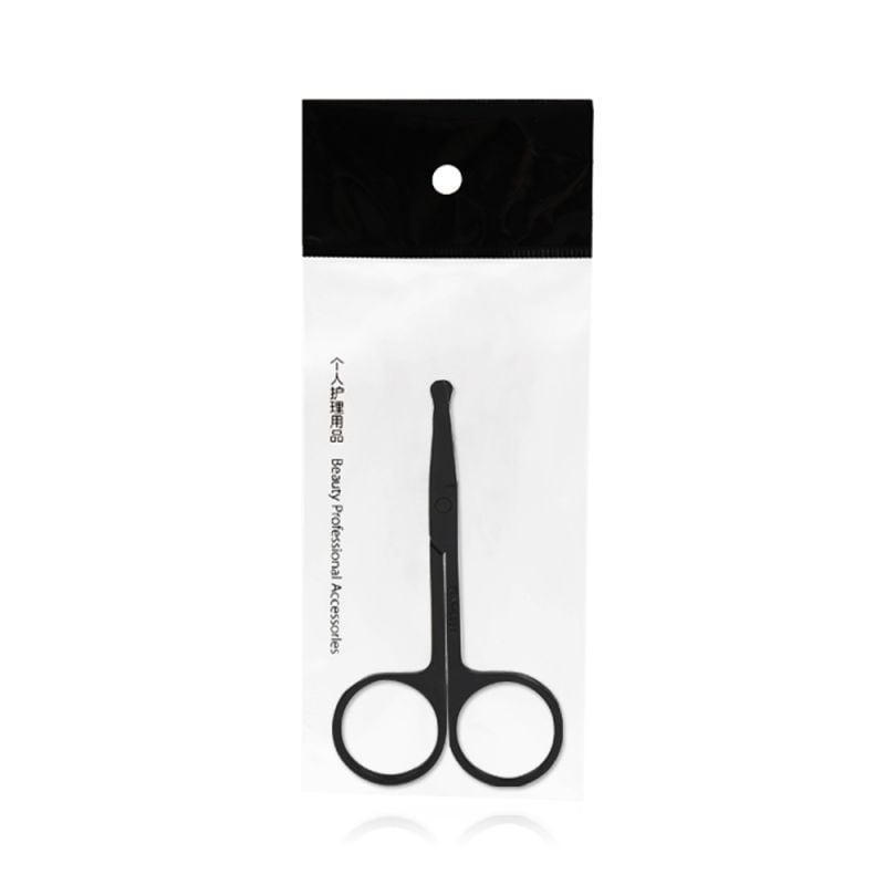 2-Pack Round Headpiece Nose Hair Scissors Beard Eyebrow Eyelashes Trimmer Stainless Steel Scissors