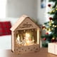 thumbnail image 5 of Adornos luminosos de madera para escritorio, decoración de luz nocturna LED, cabaña de Papá Noel, base de madera, plegable y portátil, diseño de 2 niveles, para dormitorio, decoración, 5 of 7