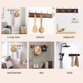 Coat Rack Wall Mount With 5 Metal Hooks, Entryway Wood Coat Rack For