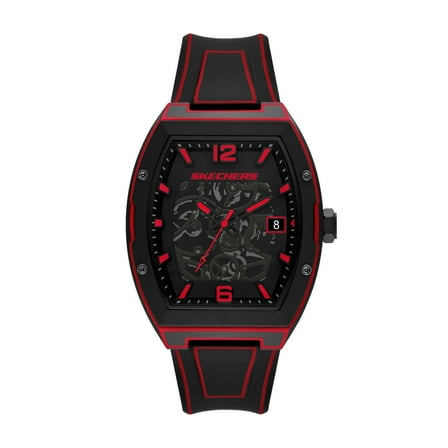 Skechers Men's Tellem Three-Hand Date Black Plastic Watch