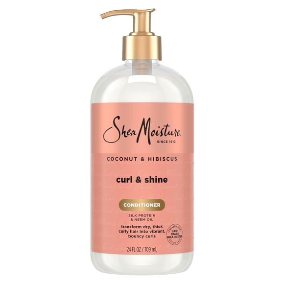 SheaMoisture Coconut and Hibiscus Conditioner for Dry Curly Hair Coconut and Hibiscus Sulfate Free Conditioner, 24 Fl Oz