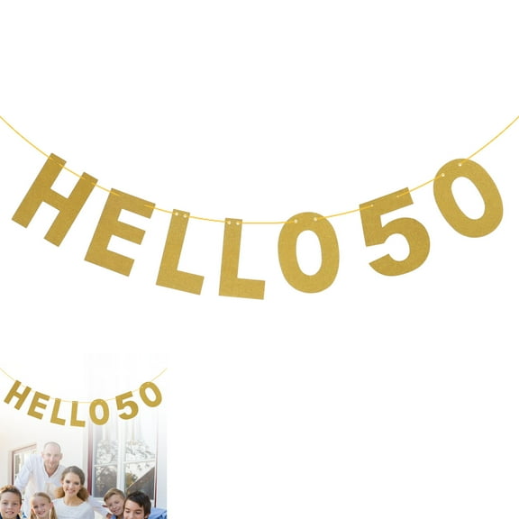 HINTRMENT 1Set Glitter Happy Birthday Banner Sign Golden Bunting Flags for Birthday Party Celebration 5M