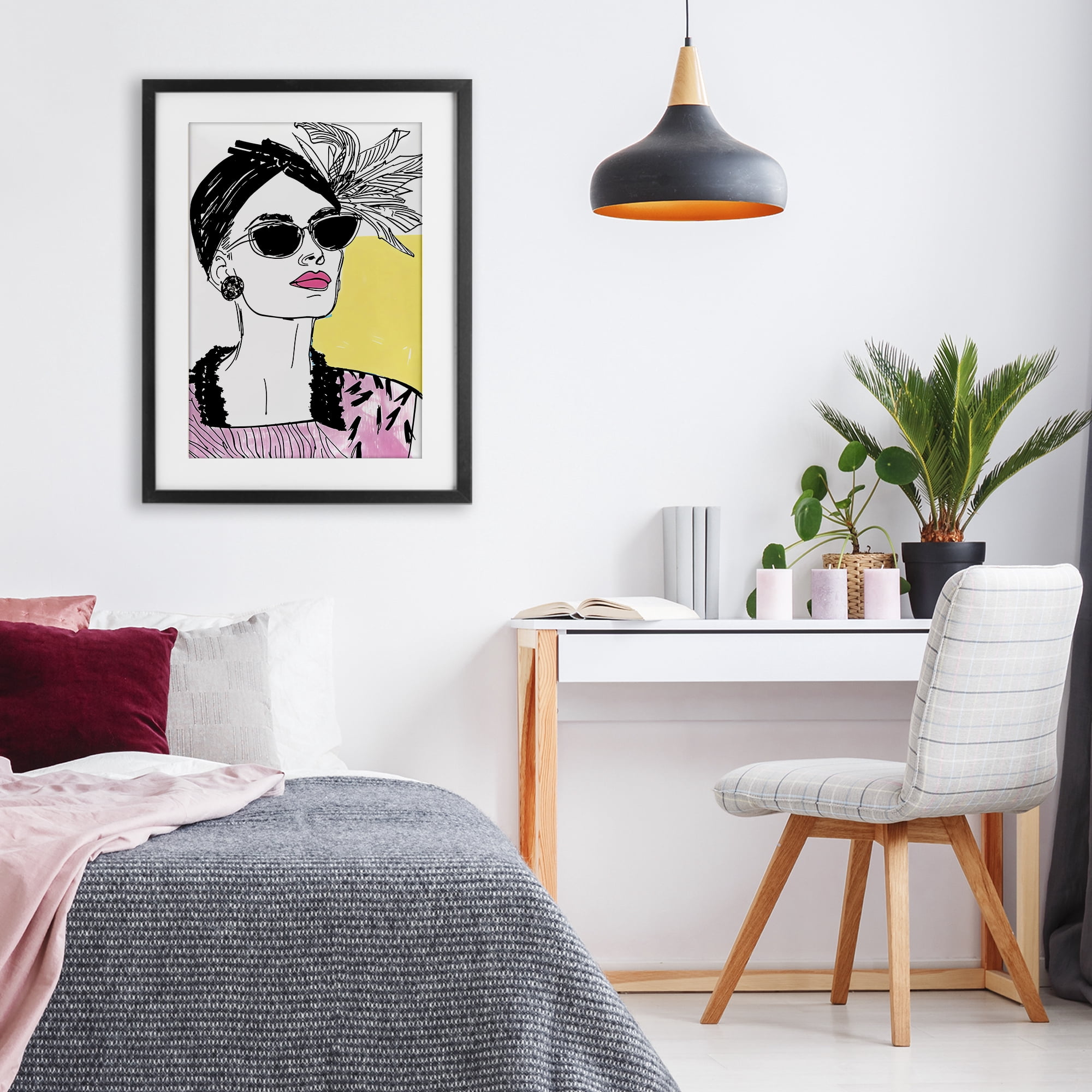 Stupell Industries The Rebel Muse Portrait Black Framed Print Under Glass, design by Andrea Haase