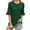 Dark Green, variant on Women Solid Color Striped O-Neck Mid Sleeve T-Shirt Tshirts Tee With Sleeves Cute Dailywear