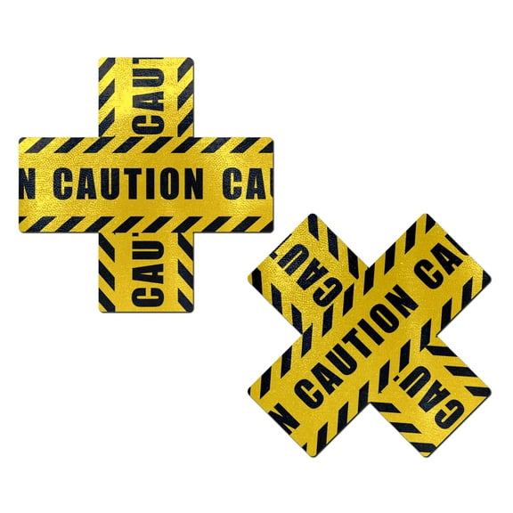 Plus X: Crossed Caution Tape Nipple Pasties  by Pastease®