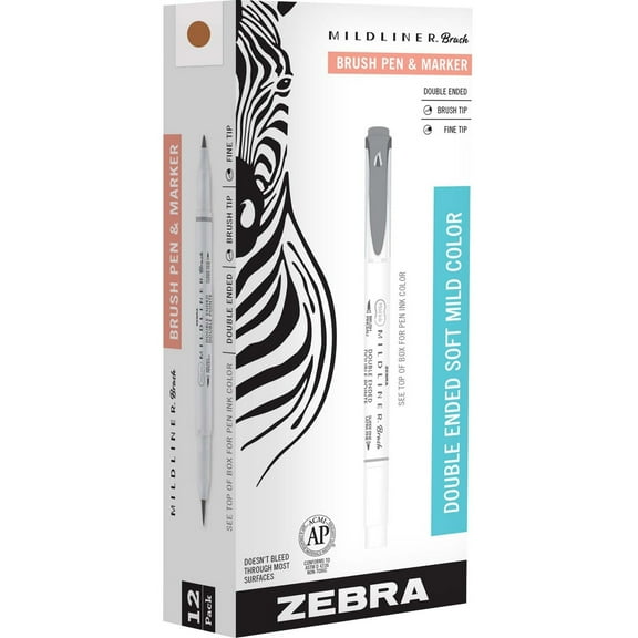 Zebra Pen Mildliner Double Ended Brush Pen Brown Dozen
