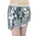 thumbnail image 3 of LNZGNM Mardi Gras Women's Sequin Skirt Stretchy Sequins Multi-Colour Mini Skirt Carnival Sexy Wrap Bodycon Lightweight Costume for Rainbow Celebration, Silver, One Size, 3 of 4