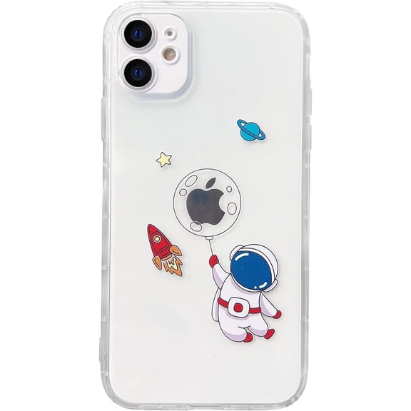 for iPhone 15 Pro Max Case Clear with Astronaut Design Cute Anime Cool Blue Durable Space Theme Soft TPU Shockproof Protective Aesthetic Women Girly Kids Girl's Phone Cover (Upside Down)