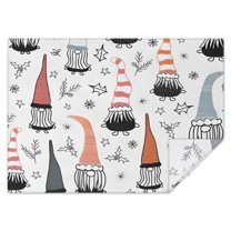 White Christmas Gnome and Snowflake Pattern Rectangle Tablecloth 60"x84",Waterproof Polyester Rectangle Table Cloth, Wipeable Spillproof Polyester Tablecloth for Dining, Camping, Indoor and Outdoor