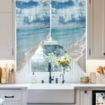 thumbnail image 2 of Swag Curtains Valances for Windows, Blue Ocean Beach Short Kitchen Window Curtains Over Sink, Blue Sky Seascape Cafe Curtains Panel Set Of 2,Rod Pocket, 36 Inches Length, 2 of 8