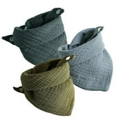 3Pcs/lot Baby Muslin Bibs Soft Cotton Solid Color Bibs Saliva Towel Boys Girls Feeding Apron Bandana Drool Stuff Bibs 14