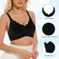 thumbnail image 2 of Deep V Bra Low Cut Sexy Women Seamless Bras No Underwire Plus Size Wireless Push Up Full Coverage Bralette Comfortable Everyday Bras Back Fat Smoothing T-Shirts Bra Black S, 2 of 5
