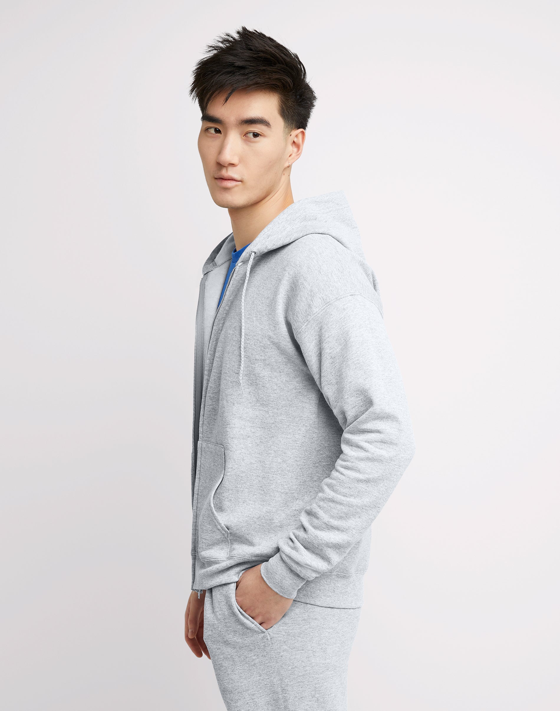 Hanes Men's EcoSmart Full Zip Fleece Hoodie Sweatshirt photo 2
