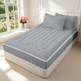 thumbnail image 2 of Manfei Minimalist Check Zipper Queen Comforter Set with Fitted Sheet and 2 Pillowcases,Modern Grid Zipper Bedding Set,Gray,Reversible,4pcs, 2 of 8