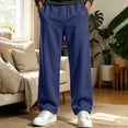 thumbnail image 2 of Dagugfen Men's Sweatpants Drawstring Elastic Waisted Full Length Straight Leg Loose Fitted Casual Pants with Pockets(M,Navy), 2 of 8