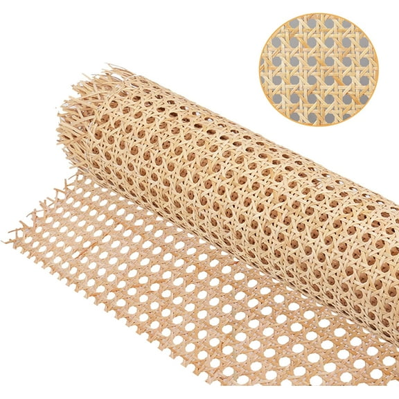 ABCISI 18" Width Cane Webbing 3.3Feet, Natural Rattan Webbing Roll for Caning Projects, Woven Cane Mesh Net, Natural Vine Wicker Cane Webbing Rattan Sheets for Chair Cabinet Ceiling Bed Furniture