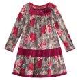 thumbnail image 1 of Little Girls Red Flower Printed Neck Pearl Embroidery Dress 4/5, 1 of 7