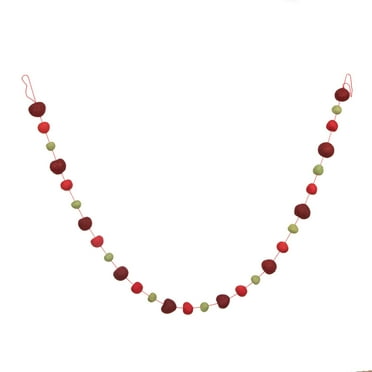 Vickerman 6' Red, Green, and Burgundy Wool Pom Pom Garland
