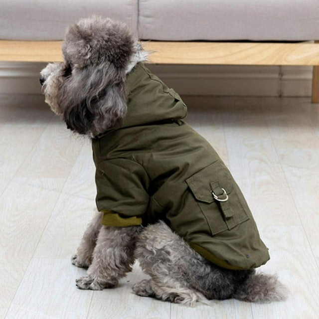 Vêtements d'Extérieur Épaississants pour Animaux de Compagnie pour la Randonnée Exercice de Course par Temps Froid Chien Veste à Capuche à Manches Longues Hiver Épaississement Kaki XXL