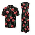 thumbnail image 4 of Yuyamidu Matching Outfits for Couples Cherry Dress Women Summer Dresses Fruit Shirt Mens Hawaiian Shirt Matching Outfits for Couples Slit Maxi Sundress Hawaiian Family Matching Outfits Men's S, 4 of 7