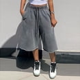 thumbnail image 2 of Resicozy Womens Wide Leg Sweat Bermuda Shorts Drawstring Elastic Waist Hem Casual Lounge Shorts with Pockets Gray XL, 2 of 6