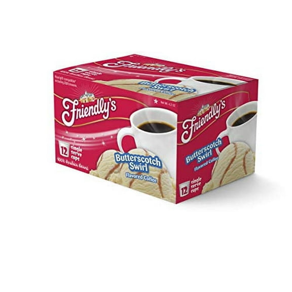 Friendly's Flavored Ice Cream Coffee Pods, Compatible with Keurig K Cup Brewers (Butterscotch Swirl, 12 Count)