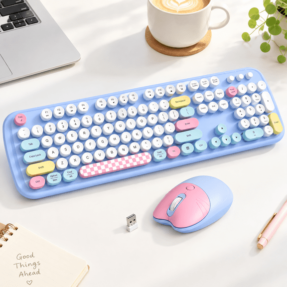 648M3- Blue Colorful 2.4G Wireless Full-Sized 104-Key and Mouse Set