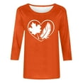 thumbnail image 4 of Heisall Women's Spring Autumn Tops 3/4 Sleeve Round Neck Casual Fashion Blouses Orange Festival Print Shirts, 4 of 4