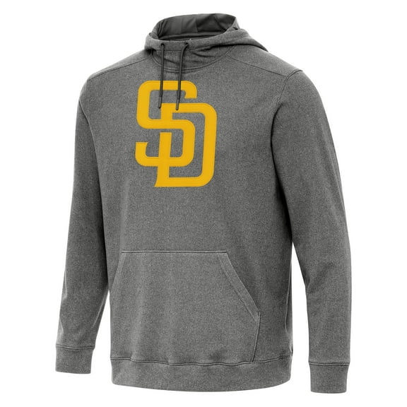 Men's Antigua Heather Black San Diego Padres Cloud Pullover Hoodie