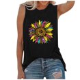 thumbnail image 2 of Homenesgenics Tank Tops for Women under $5 Womens Casual Loose Fit Plus Size Sunflower Printed Tee Black L, 2 of 4