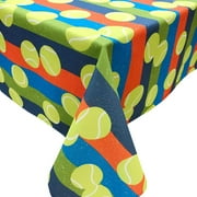 Passion for Tennis 60"x90" Printed Tablecloth with Table Weight Set (Striped Background)