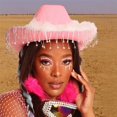 thumbnail image 3 of Women Cowboy Hat Wide Brim Rhinestone Tasseled Western Large Cap, 3 of 4