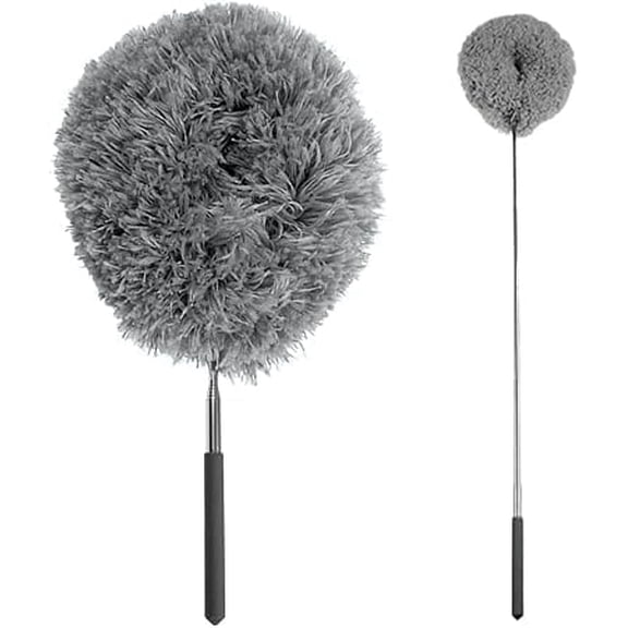 Washable Ceiling Fan Cleaner Duster, Ceiling Fan Duster with Extension Pole, Multi-Surface Microfiber Duster for Home Cleaning, Portable Dusting Brush for Living Room Office Use (Gray)