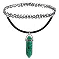 thumbnail image 1 of BodyJ4You 2PC Choker Necklace Set Henna Tattoo Layered Marble Green Color Stone Pointed Bead Pendant, 1 of 6