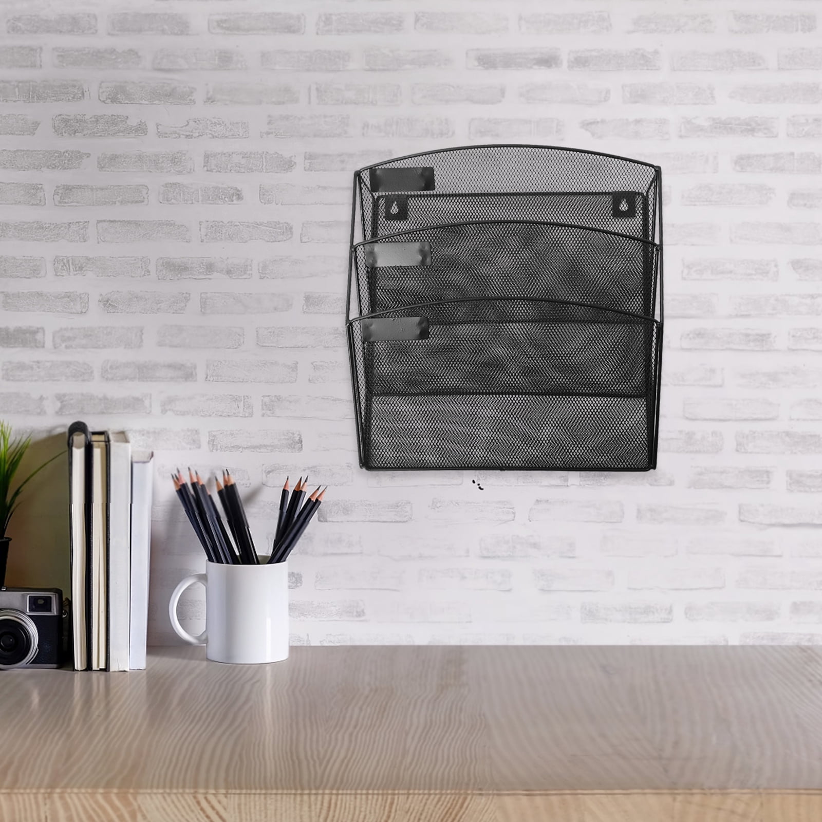 3-Pocket Mesh Hanging Wall File Organizer Rack for Office, Home, School - Folder Storage Solution