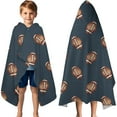 thumbnail image 3 of Dark Blue Football Repeat Pattern Hooded Bath Towel，60"x35" for Ages 3 To 12 Kids, Quick Dry Lightweight Soft Microfiber Hood Beach Towel Cover Up for Kids, 3 of 7