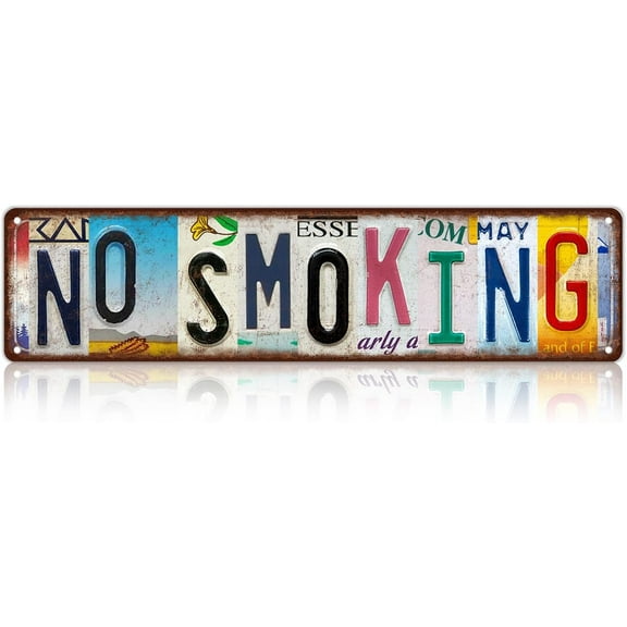 Vintage No Smoking Metal Tin Signs Street Signs Man Cave Bar Cafe Home Wall Decor 16 x 4 Inches