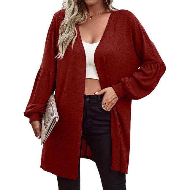 Cardigan à Manches Longues pour Femmes Mode Cardigan Ample à Manches Longues Automne Manteau Blouse en Liquidation