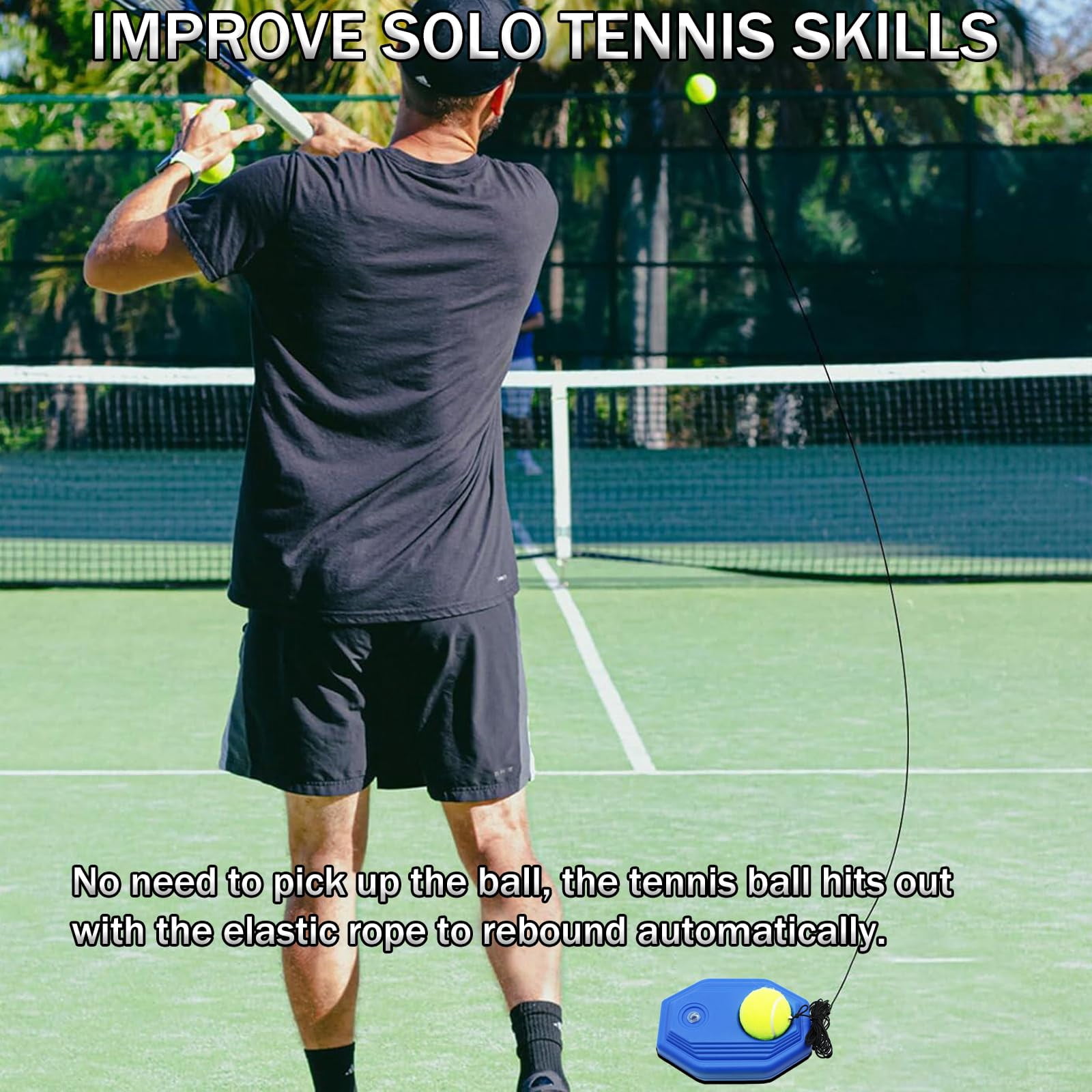 Magicorange Tennis Racket Set of 2 for Adult, 27 inch Length for Beginners and Professional with 4 Balls, 3 Overgrips, 1 Trainer, 1 Tennis Bag (Blue)