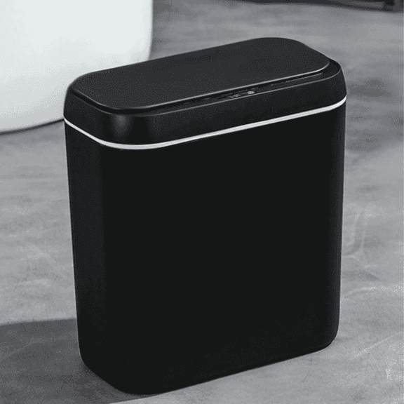 SPACEMUSE 4.5 Gallon Black Trash Can with Lid, Touchless Automatic Garbage Bin with Silent Close, Motion Sensor Smart Trash Bin for Kitchen & Bathroom