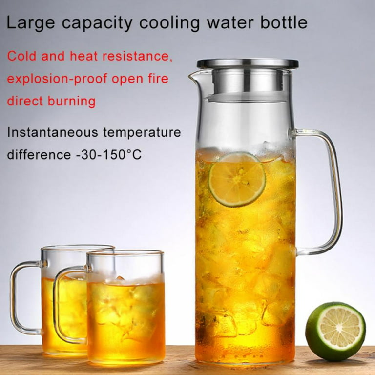 Glass Pitcher with Lid and Handle,50 OZ Glass Water Jug with Spout for  Cold&Hot Drinks - Heat Resistant Borosilicate Crystal Clear Glass Carafe  for Sangria,Coffee,Brewed Tea,Juice,wine and Beverage - Yahoo Shopping