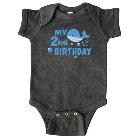 

Inktastic Nautical My 2nd Birthday with Blue Whale Gift Baby Boy or Baby Girl Bodysuit