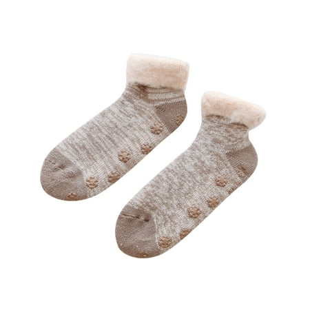 

Women Winter Thickened Plush Socks Nonslip Floor Short Socks Steep Tech Mens Khaki One Size